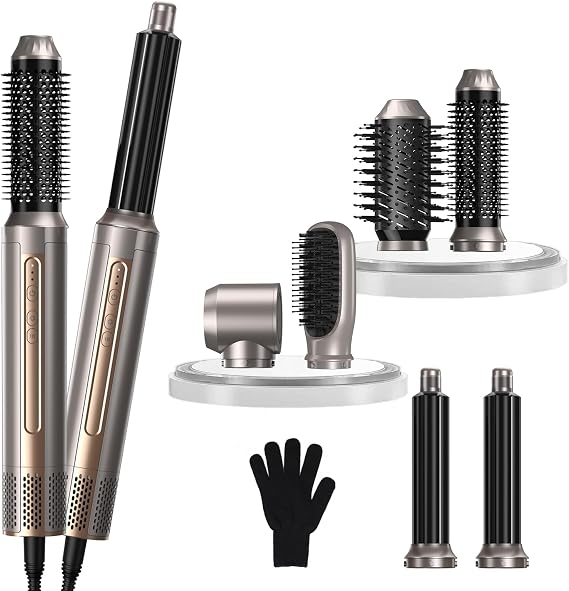 Hair Dryer Brush,Blow Dryer Brush with Attachments,110000 RPM Curly Twist 6 in 1 Air Style, Professional Ionic Hair Styling Tool, Left & Right Air Curler, Volumizer