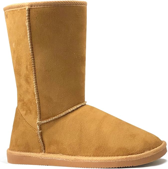 REDVOLUTION Women's Suede Faux Fur Mid-Calf Classic Winter Boots Rubber Sole