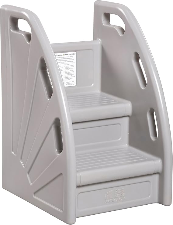 ECR4Kids Kiddie Climb Plastic Step Stool with Handles, 2-Step, Childrens Furniture, Grey