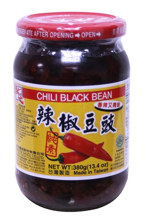douchi Femented Black bean sauce for Asian cooking 13.4oz (Spicy Black Bean 13.4 oz, 1 Bottle)