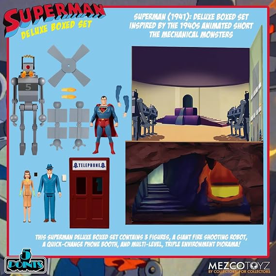 Mezco Toyz DC Comics 5 Point Superman Mechanical Monsters 1941 Deluxe Box Set