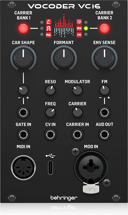 Behringer VOCODER VC16 High-Resolution 16-Band Vocoder Module for Eurorack, 6 Synthesis Engines, 6 Digital Oscillators, MIDI/CV Control, Eurorack Ready