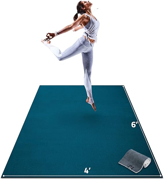 Gorilla Mats Large Yoga Mat 6'x4', 7'x5' (8mm) Extra Thick & Wide Non-Slip Exercise Mat for Home Gym Flooring Ultra Comfortable Workout Floor Mat for Barefoot Fitness, Anti Fatigue, Stretching