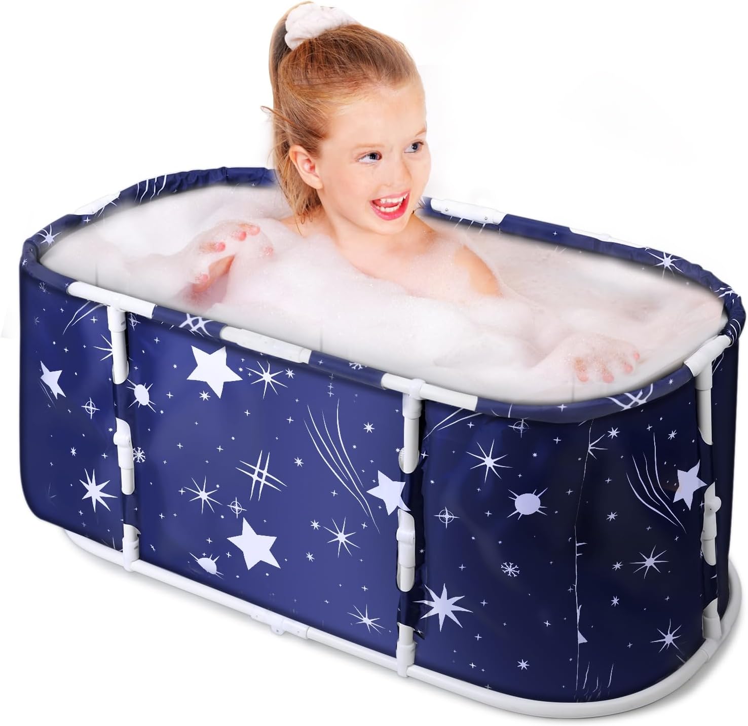 Portable Bathtub for Adult,Freestanding Surround Collapsible Bathtub,Large Foldable Bathtub with Plastic Frame,Thicken Multiple Layer Bathtub,Family SPA Soaking Tub for Shower 1 Set
