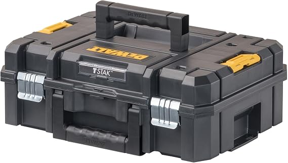 DEWALT Tool Box TSTAK II, 13 In. Flat Top Tool Storage Case, Stackable Organizer Hard Case Portable Toolbox, Heavy Duty, Holds Up To 66 lbs DWST17807