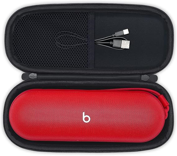 Hard Carrying Case for Beats Pill 2024 Bluetooth Speaker,Shockproof Protective Travel Case with Mesh Pocket for New Beats Pill and Accessories,Black