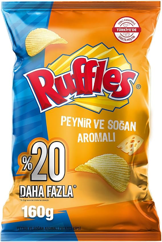 Ruffles Peynir ve Soğan Aromalı Patates Cipsi Parti Boy 160 g