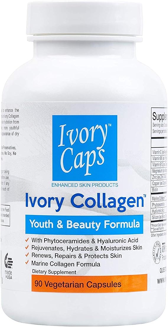Ivory Collagen - Youth and Beauty Formula, Marine Collagen with Phytoceramides, Hyaluronic Acid and Biotin