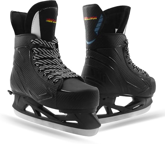 Adjustable Ice Hockey Skates for Outdoor and Rink, Recreational Ice Skates, Fitness Hockey Skates Fun Ice Skating Shoes with Soft Padding and Reinforced Ankle Support