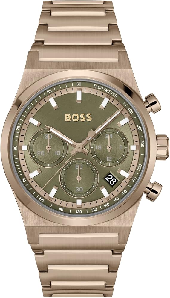 BOSS Chronograph Quartz Watch for Men Candor Chrono Collection - Available with Stainless Steel Bracelet, Leather or Silicone Strap