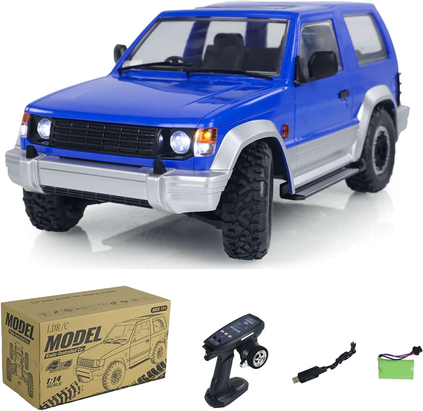 Wheelfun 4WD 114 4X4 Wireless Control Off-Road RC Crawler Car Model LDRC LD1297 Light System Motor Servo ESC Hobby Model Blue