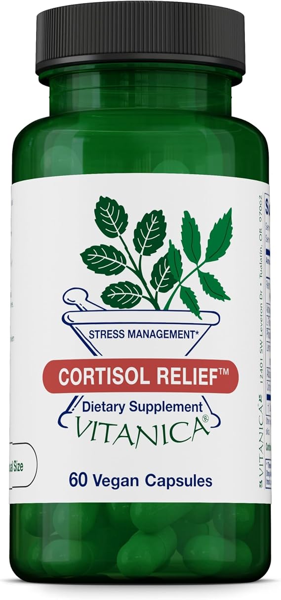Vitanica Cortisol Relief, Dr. Formulated Sleep, Stress, Cortisol Manager Supplement, Vegan, 60 Capsules