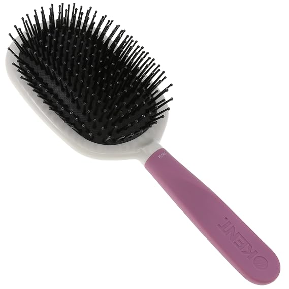 Kent KCR5 "Create" Large Cushioned Paddle Brush for Smoothing and Straightening All Hair Types - Detangling Brush with Purple Ergonomic Handle and Fine Nylon Bristles for Smooth Finishing and Shine
