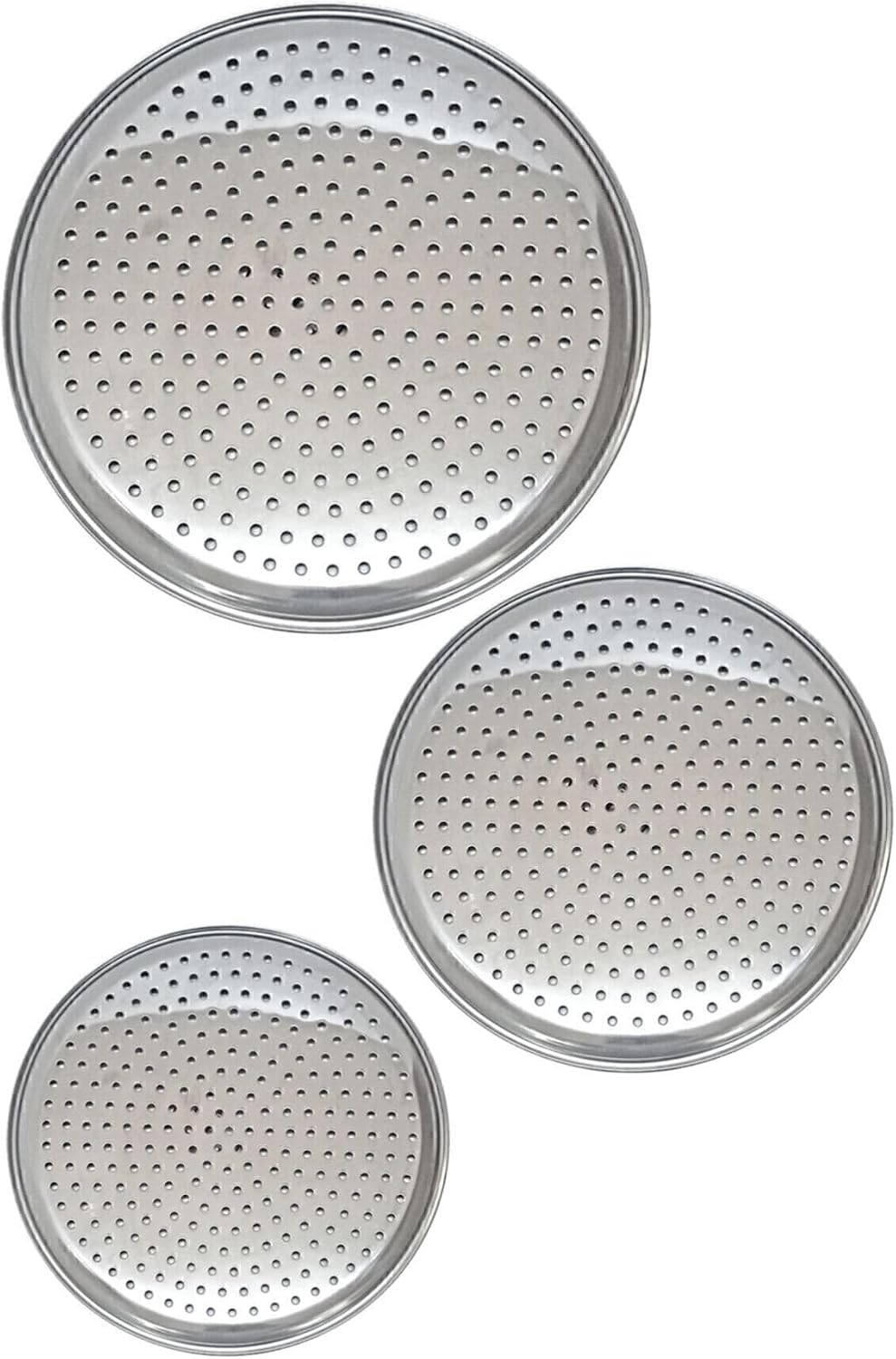 Üç Boy Paslanmaz Çelik Dolma Sarma Altlığı Pizza Tepsisi 20-22-24 cm