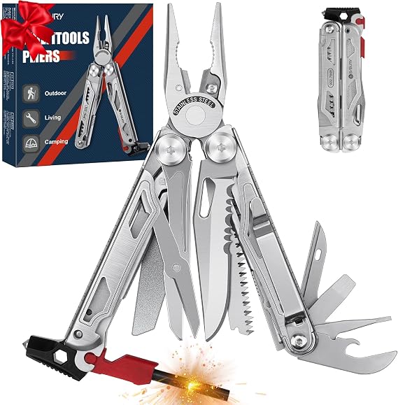 BIBURY 22-in-1 Multitool Pliers With Fire Starter & Whistle, BI2038B