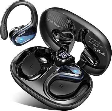 Wireless Earbuds, 2025 Bluetooth 5.4 Headphones Sport, 75H Stereo Wireless Earphones with 4 ENC Noise Canceling Mic, IPX8 Waterproof Ear Buds with
