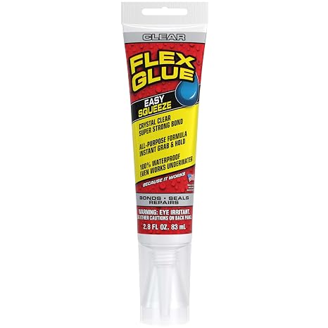 Flex Glue Rubberized Waterproof Adhesive, Clear, 2.8 oz Tube, 1-Pack