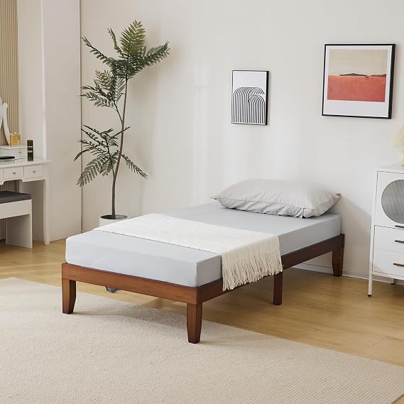 Karl home Wood Platform Bed Frame, 12 Inches Twin, Brown