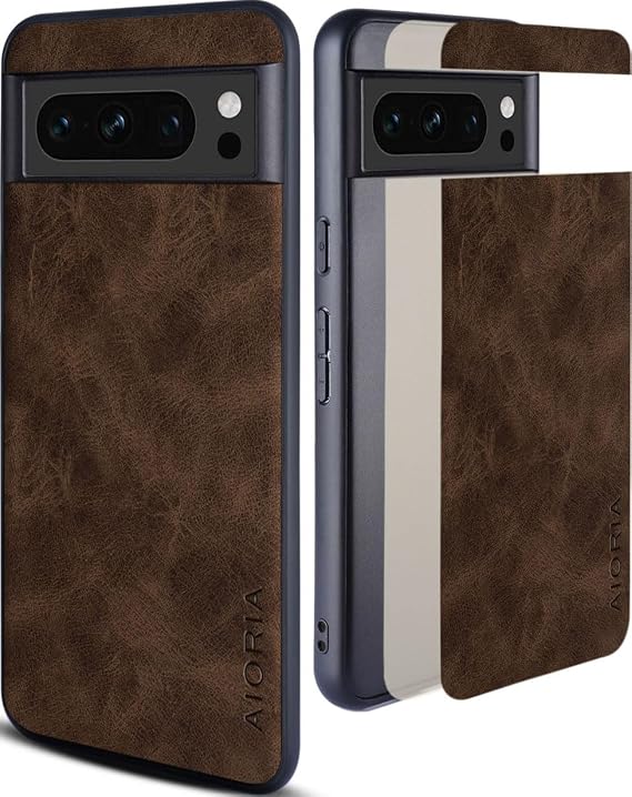 for Google Pixel 8 Pro Case, Premium Leather Cover Retro Design Full Protective Phone Case for Google Pixel 8 Pro 5G (Brown)