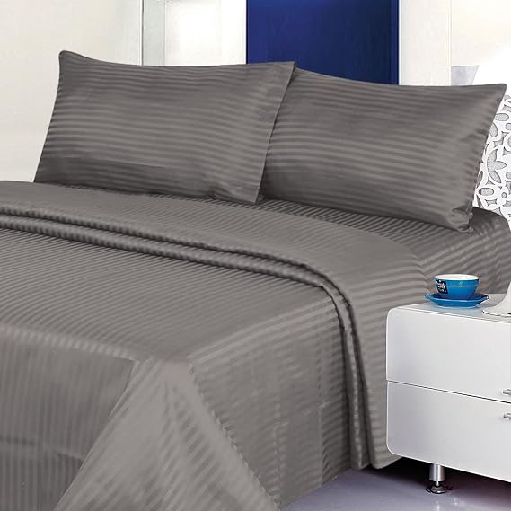 Deluxe Bed Sheet Set - 1800 Series 4 Piece - Deep Pocket - Cool & Wrinkle Free - 1 Fitted, 1 Flat, 2 Pillow Cases (Silver, King)