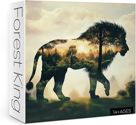 Fantasy Lion Animal Puzzles for Adults 1000 Pieces, Beautiful Forest Landscape Nature Jigsaw Puzzles, Challenging Art Puzzle