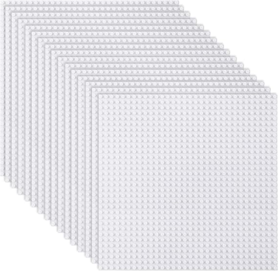 LVHERO Classic Baseplates Building Plates for Building Bricks 100% Compatible with All Major Brands-Baseplate, 10" x 10", Pack of 16 (White)