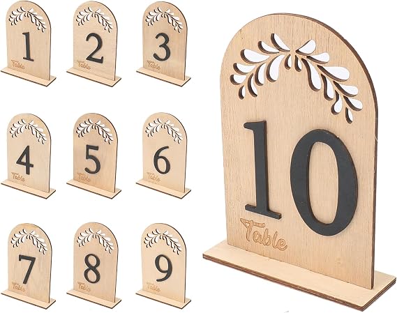 Becho 1-10 Wedding Table Numbers Wooden Table Numbers Tabletop Signs for Wedding,Home Decoration,Party and more