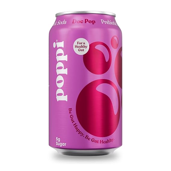 POPPI Sparkling Prebiotic Doc Pop Soda, 12oz, 12 Pack