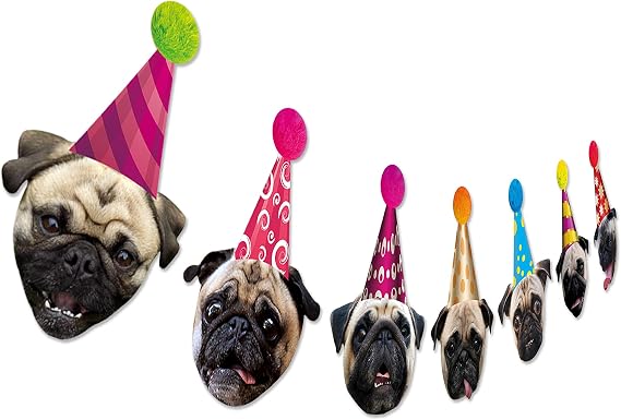 Pug Birthday Banner & Garland - Pug Bday Party Decoration