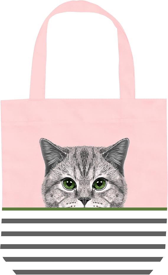 Cute Pink Cat Tote Bag - Cat Gifts for Women - Mom Gifts - Birthday Bags for Teacher, Book Tote Bag - Large Reusable for Shopping
