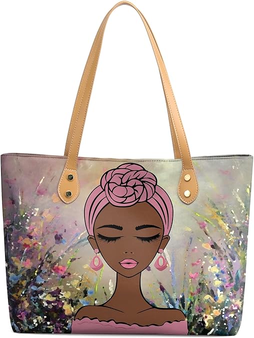 FZNHQL Tote Bags African American Handbags For Black Women Fashion Shoulder Bags Beach Work Travel Gift Bag