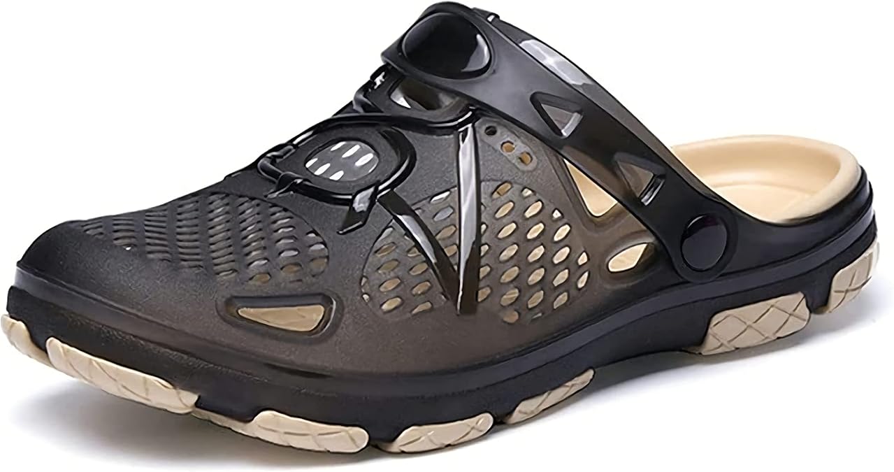 Hitmars Mens Clogs Lightweight Garden Shoes Breathable Clogs Beach Slippers Slip On Mules Pool Beach Yard for Men Black Blue Yellow Size US 7-13