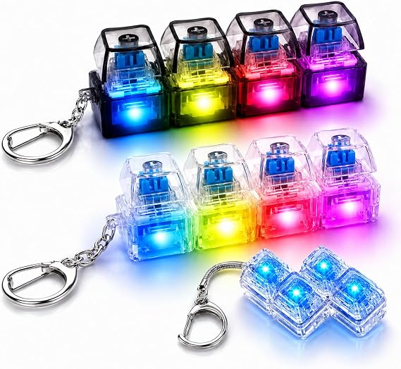 3PCS Keyboard Fidget, Keyboard Clicker, Colorful Effect, Transparent White and Black Keychain Design, Compact Size for Portable Use