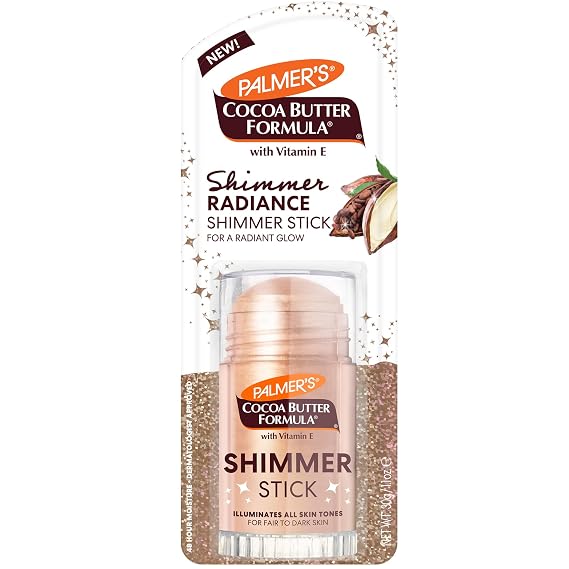 Palmer's Body Shimmer Stick, Cocoa Butter Formula with Vitamin E (1 Oz) | Radiant Highlighter Makeup for Body Glow, Provides 48hr Moisture, All Skin Tones & Types, Blendable, Dermatologist Approved