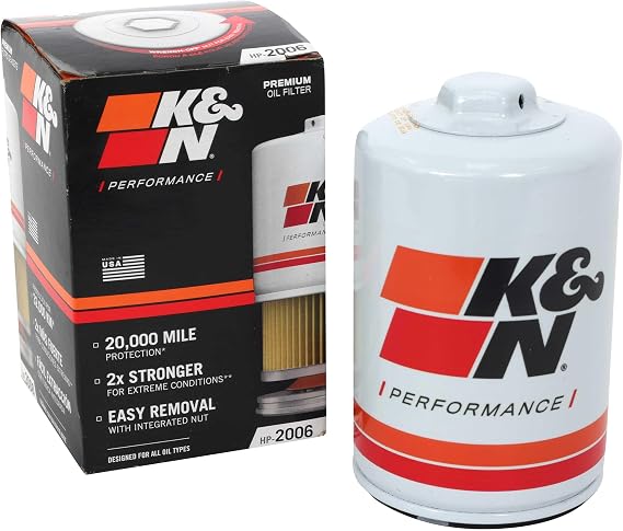 K&N Oil Filter: 20,000 Mile Engine Protection with Wrench Off Nut, HP-2006 | Compatible with Select CHEVROLET/GMC/BUICK/CADILLAC Vehicle Models (See Product Description for Select Models)