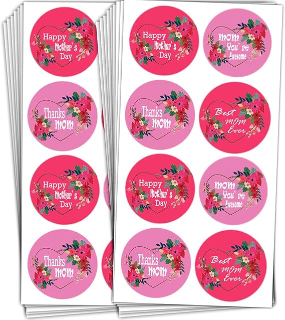 Remarkable Happy MotherDay Labels Stickers,2 Inch Best Mom Ever with Flowers Heart Gift Tag Wrap Stickers for Envelope Seals Card Boxes Party Favor Presents,Thanks Mom Stickers (252 Pcs)