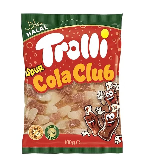 Trolli Sour Cola Club I Cola flavored Gummy Bottles with Sour Coating I 100g 3.5 ounce