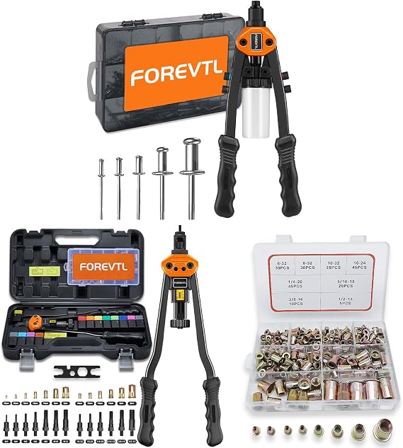 Rivet Gun Kit + Rivet Nut Tool Kit + SAE Rivet Nut Kit