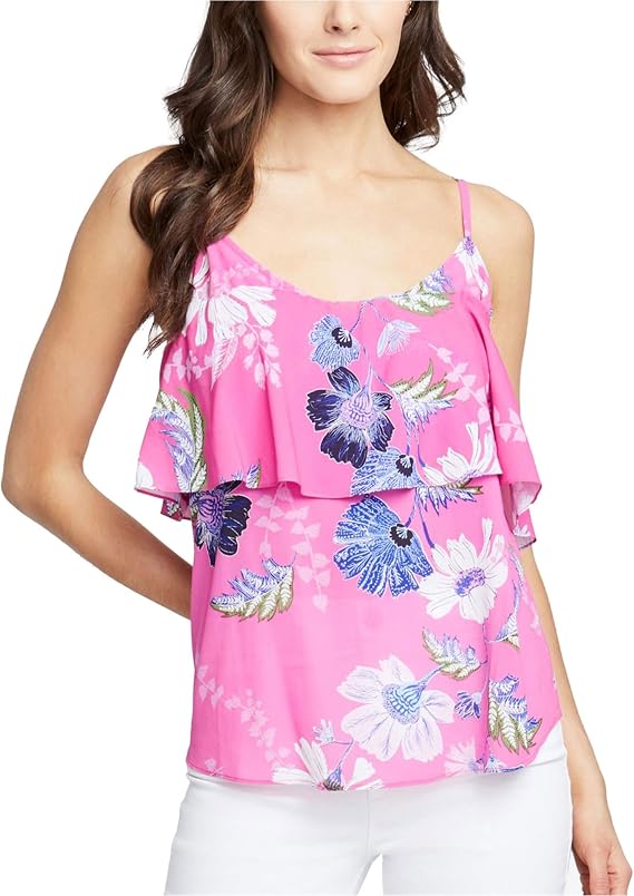 Rachel Roy Womens Flounce Ruffled Blouse, Pink, Medium