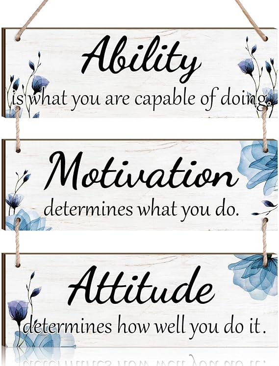 Jetec Office Wall Signs Inspirational Wooden Hanging Decor, Blue