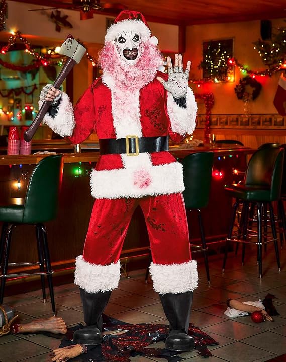 Spirit Halloween 6 Ft 3 In Art the Clown Santa Claus Animatronic, Officially Licensed, Evil Decoration, Animated Prop, Multicolor