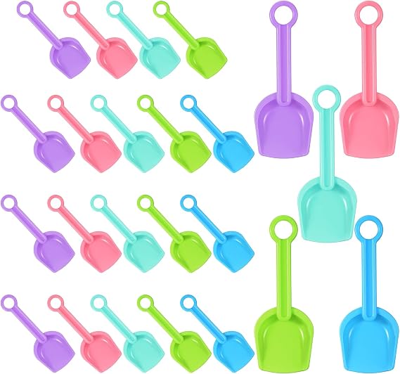 24 Pcs Sand Shovels for Kids, 7.7'' Plastic Beach Shovel Colorful Mini Scoops Bulk Sand Toys for Student Gifts Digging Gardening Outdoor Activities Party Favors, 5 Colors