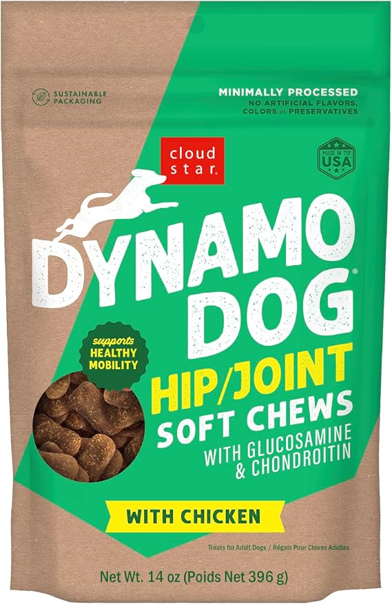 Cloud Star Dynamo Dog Treats, Hip & Joint, Soft & Chewy, Chicken, 14 oz.
