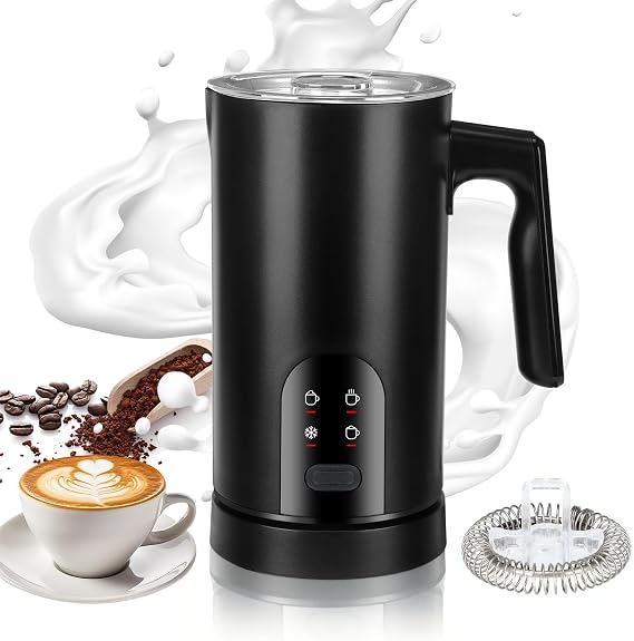 Milk Frother Electric 4 in 1 Automatic Milk Frothers, 11.8OZ /350 ml Large Capacity Hot Chocolate Velvetiser, Silent Milk Steamer & Frother, Hot and Cold Milk Foamer for Coffee Latte Cappuccino