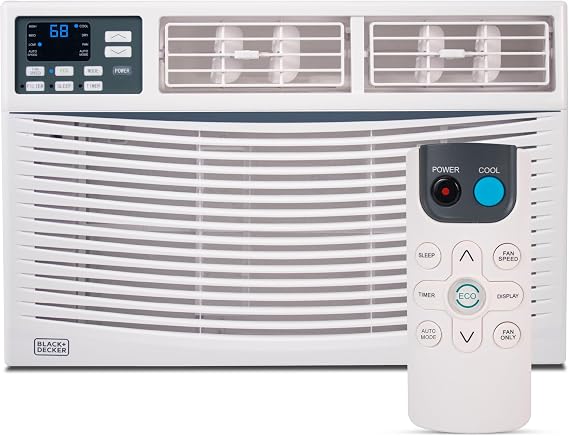 BLACK+DECKER Window Air Conditioner 12,000 BTU, BWAC12WTB, White | AC Window Unit Cools Up to 550 Square Feet, AC Unit with Remote Control, 3 Cooling Speeds and Fan Only Function