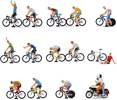 P8722 Model Cycling Scene HO Scale 1:87 Cyclist Photographer 15 Poses Bike Motorcycle