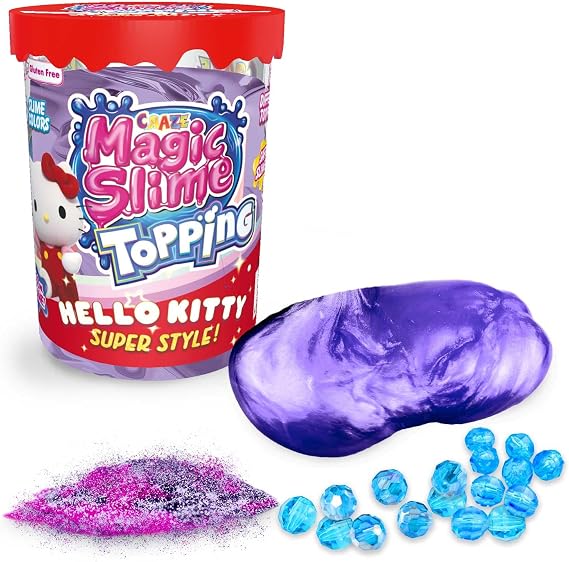 CRAZE MAGIC SLIME Topping Hello Kitty - Slime Kit for Kids, 70 ml Box with Glitter and Toppings, Putty Style slime Toy for Creative Play