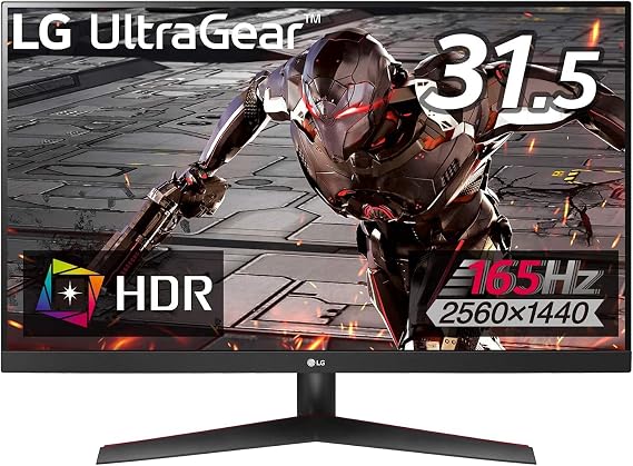 LG UltraGear 32GN600-BAJP Gaming Monitor, 31.5-Inch, WQHD, VA Non-Glossy, 165Hz, HDR, FreeSync Premium, 1ms MBR, HDMI x 2, DisplayPort