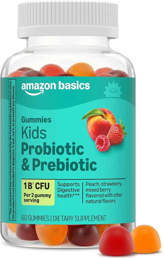 Amazon Basics Kids Kids Probiotic + Prebiotic Gummy, 60 Count