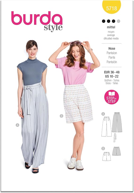 Burda X05718BURDA Misses' Formal and Relaxed Trousers Sewing Pattern Packet, Design Code B5718, Sizes 10-22 (36-48)